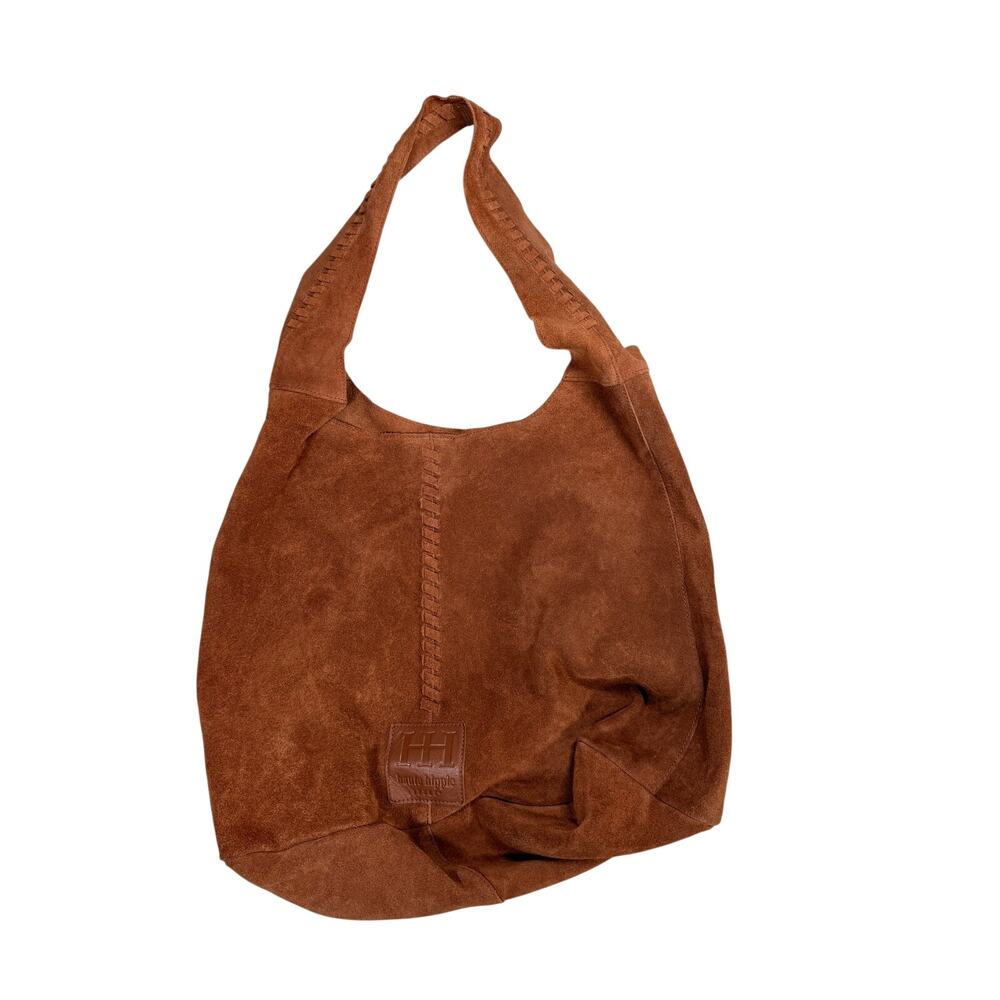 Haute Hippie Brown Suede Hobo Bag Cognac Leather Boho Festival Shoulder Purse
